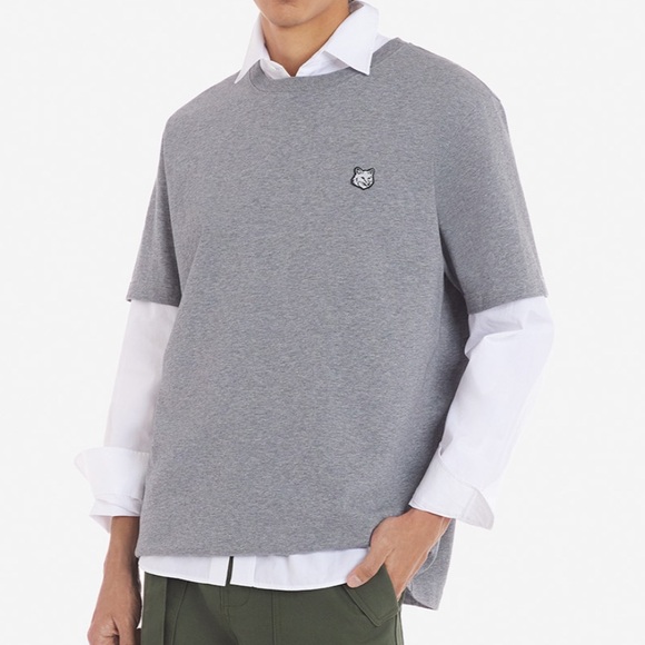 Maison Kitsuné Bold Fox Head Patch Comfort Tee – Gray, Size M - Picture 9 of 9